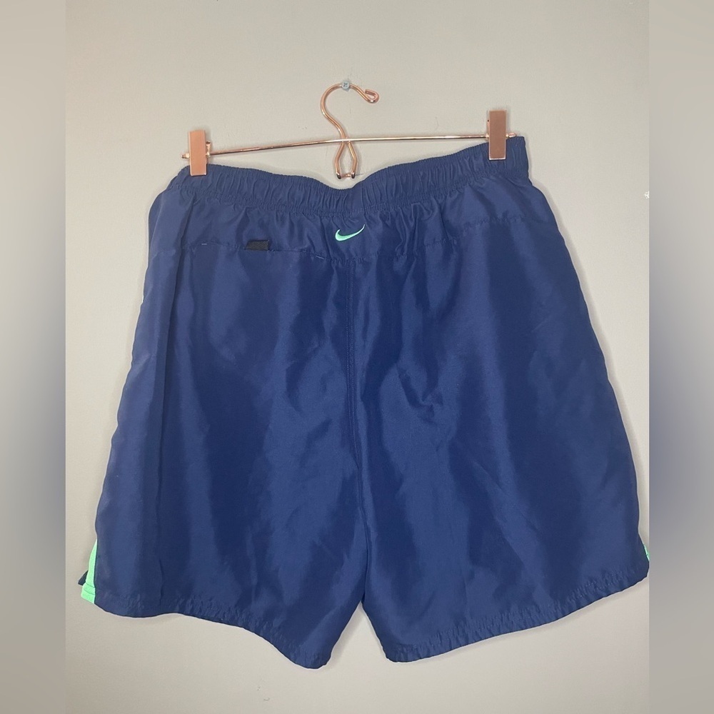 Nike Dark Blue and Bright Green Shorts Size L - Picture 4 of 6